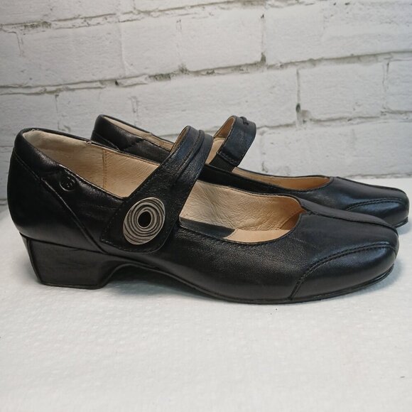 JOSEF SEIBEL CARA BLOCK HEEL MARY JANES BLACK LEATHER EURO SIZE 40 (US SIZE 9.5) - Picture 10 of 12